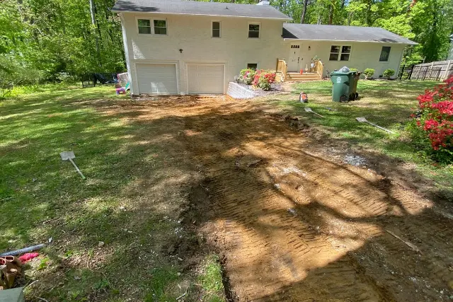 Excavation of old driveway in the triangle forest neighborhood in Cary, NC